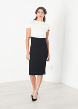 Layered Contrast Dress in Cream/Black