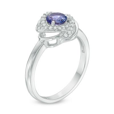 Tanzanite and White Orbit Frame Ring