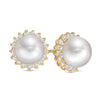 Pearl  Diamond Sunburst Frame Stud Hoops