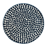 White and Dark Blue Round Rug