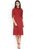 Rosyalps Maroon Cold Shoulder Shirt Dress