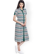 Rosyalps Green Printed Shirt Dress